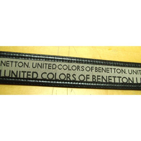 United Colors of Benetton Belt Brown Leather Trim Size M Silver Buckle NWOT Vtg main image 9